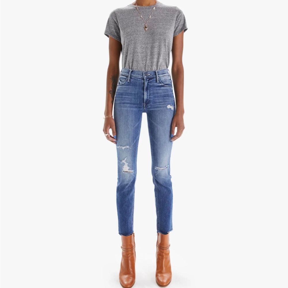 NWT MOTHER JEANS MID RISE DAZZLER ANKLE FRAY